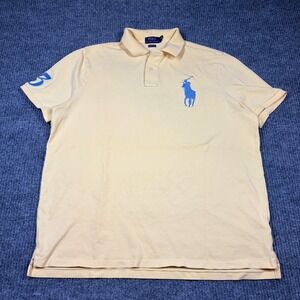 Polo Ralph Lauren Shirt Men's XL Classic Fit Yellow Polo Big Pony Preppy Casual